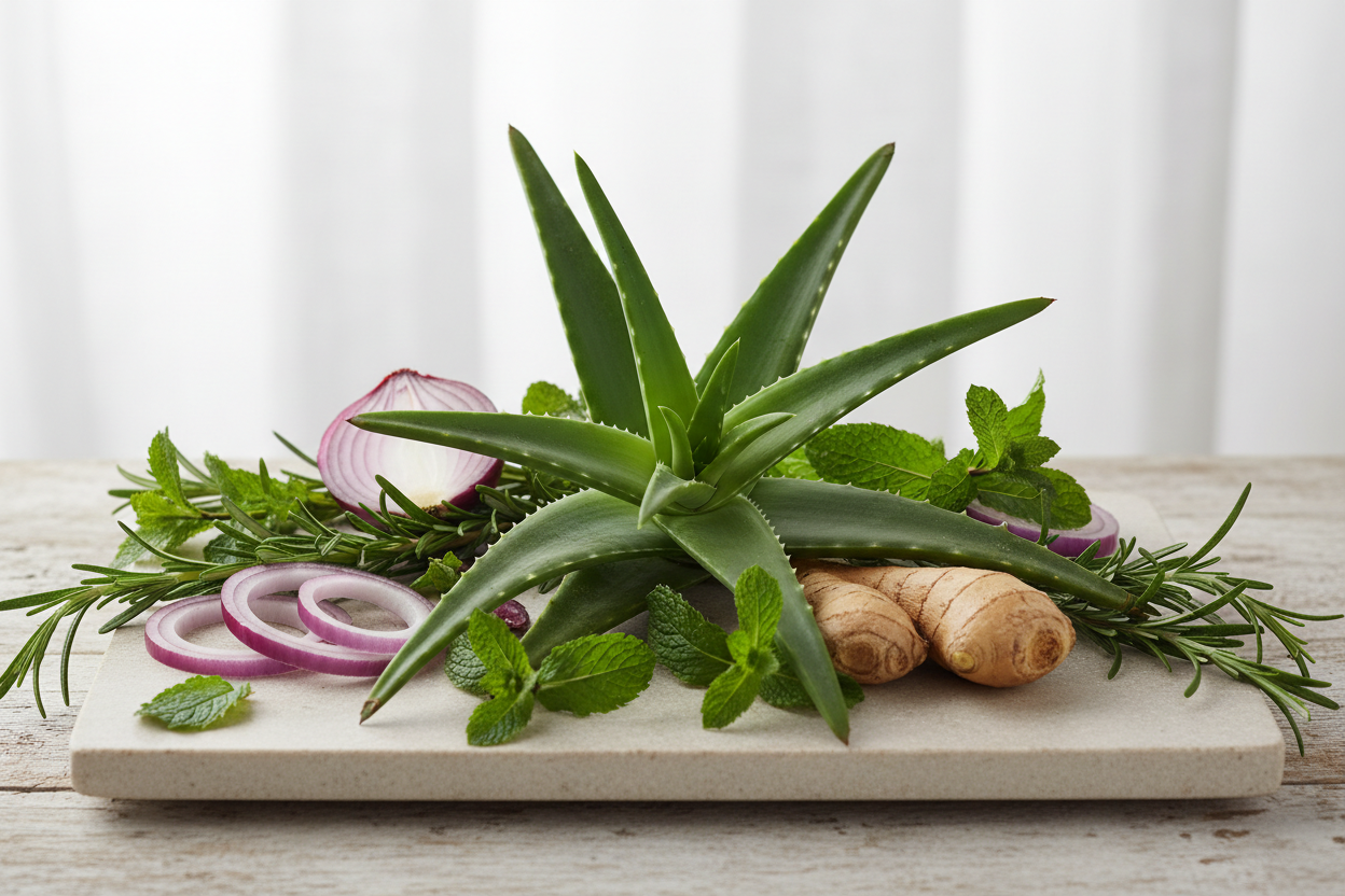 Aloe, Rosemary, Mint, Ginger & Red Onion